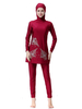 Vêtements Arabes Ensembles Deux Pièces Femmes Traditionnelles Longs Imprimés avec Manches Longues avec Hijab Foulard à Enfiler Croisé Pantalons Longs