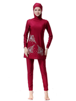 Vêtements Arabes Ensembles Deux Pièces Femmes Traditionnelles Longs Imprimés avec Manches Longues avec Hijab Foulard à Enfiler Croisé Pantalons Longs