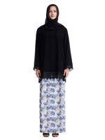 Vêtements Arabes Ensembles Deux Pièces Femmes Traditionnelles Longs Imprimés en Mousselines Cousu en Dentelles avec Manches Longues avec Hijab Foulard à Enfiler Croisé Bas Evasée