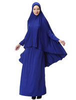 Vêtements Arabes Ensembles Deux Pièces Manteaux Femmes Traditionnelles Longs en Mousselines avec Manches Longues avec Hijab Foulard à Enfiler Croisé Unicolore