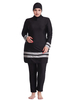 Vêtements Arabes Traditionnelles Ensembles 3 Pièces Femmes avec Hijab Foulard Top avec Manches Longues Pantalons Longs Bicolores