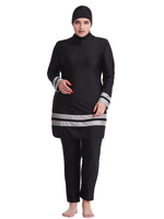 Vêtements Arabes Traditionnelles Ensembles 3 Pièces Femmes avec Hijab Foulard Top avec Manches Longues Pantalons Longs Bicolores