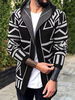 Vêtements Cardigan Hommes Pulls Cardigans Casuel Géométrique Manches Longues À La Mode Noir