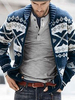 Vêtements Cardigan Pulls Cardigans Hommes Casuel Géométrique Manches Longues Bleu