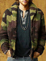 Vêtements Cardigan Pulls Hommes Cardigans Casuel Camouflage Manches Longues Confortable Vert Veste