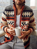 Vêtements Cardigan Pulls Hommes Cardigans Casuel Géométrique Manches Longues Rouge
