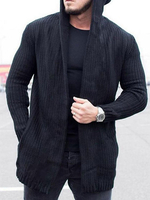 Vêtements Cardigan Pulls Hommes Cardigans Casuel Manches Longues À Capuche Noir Confortable