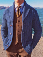 Vêtements Cardigan Pulls Hommes Cardigans Casuel Manches Longues Bleu Confortable Chic