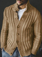 Vêtements Cardigan Pulls Hommes Cardigans Casuel Manches Longues Kaki Gris Élégant