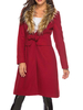 Vêtements dextérieur pour femme col en V arcs décontracté ceinture bordeaux hiver manteau en fausse fourrure