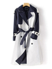 Vêtements dextérieur pour femme Manteau portefeuille bleu à col rabattu avec ceinture