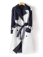 Vêtements dextérieur pour femme Manteau portefeuille bleu à col rabattu avec ceinture
