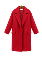 Vêtements dextérieur pour femme Poches à col rabattu Manteau dhiver rouge