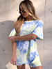 Vêtements dintérieur pour femmes 2 pièces nouveau Style à manches longues col bijou Fibres de coton Tie Dye mode en Europe et en amérique