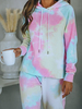 Vêtements dintérieur pour femmes 2 pièces rose à manches longues en coton polyester Tie-Dye Home Wear