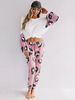 Vêtements dintérieur pour femmes 2 pièces rose bijou cou manches longues polyester vêtements de maison