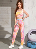 Vêtements dintérieur pour femmes 2 pièces rose sans manches col bijou Polyester coton Tie Dye Home Wear