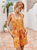 Vêtements de détente pour femmes 2 pièces orange à manches longues en polyester et coton; combinaison