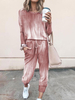 Vêtements de détente pour femmes 2 pièces rose à manches longues col bijou polyester coton impression 3D tenue maison