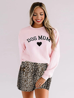 Vêtements de détente pour femmes 2 pièces rose à manches longues col bijou polyester imprimé léopard vêtements de maison