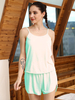 Vêtements de détente pour femmes Shorts en coton vert clair 2 pièces Tops sans manches
