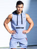 Vêtements de sport 2 pièces à capuche sans manches homme Bleu ciel clair