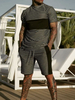 Vêtements de sport hommes 2 pièces bloc de couleurs manches courtes col rond noir