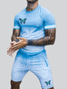 Vêtements de sport hommes 2 pièces imprimé papillon manches longues col rond bleu ciel clair