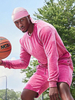 Vêtements de sport hommes 2 pièces manches longues col rond rose