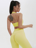 Vêtements de sport pour femmes Vêtements de yoga Polyester Coton Jaune Manches courtes Vêtements dentraînement sexy Stretchy