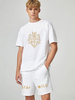 Vêtements de sport pour hommes 2 pièces à manches courtes et col bijou blanc