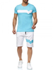 Vêtements de sport pour hommes 2 pièces à manches courtes et col bijou bleu ciel clair