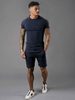 Vêtements de sport pour hommes 2 pièces à manches courtes et col bijou marine foncé