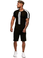 Vêtements de sport pour hommes 2 pièces à manches courtes et col bijou noir