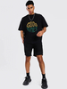 Vêtements de sport pour hommes 2 pièces à manches courtes et col bijou noir