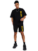 Vêtements de sport pour hommes 2 pièces à manches courtes et col bijou noir