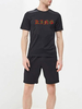 Vêtements de sport pour hommes 2 pièces à manches courtes et col bijou noir tenue de sport