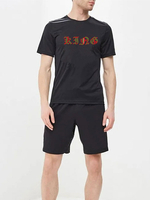 Vêtements de sport pour hommes 2 pièces à manches courtes et col bijou noir tenue de sport