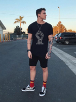 Vêtements de sport pour hommes 2 pièces à manches courtes et col bijou noir tenue de sport