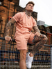Vêtements de sport pour hommes 2 pièces à manches courtes et col bijou orange