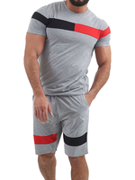 Vêtements de sport pour hommes 2 pièces à manches courtes Jewel Neck Gris
