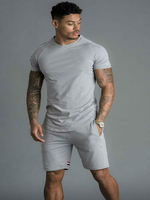 Vêtements de sport pour hommes 2 pièces à manches courtes Jewel Neck Gris