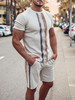 Vêtements de sport pour hommes 2 pièces à manches courtes Marron clair