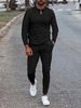 Vêtements de sport pour hommes 2 pièces à manches longues et col rabattu noir