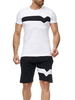 Vêtements de sport pour hommes 2 pièces bloc de couleurs manches courtes col bijou blanc
