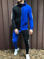 Vêtements de sport pour hommes 2 pièces bloc de couleurs manches longues à capuche noir
