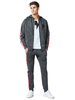 Vêtements de sport pour hommes 2 pièces color block à manches longues à capuche gris foncé