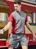 Vêtements de sport pour hommes 2 pièces Color Block Manches courtes Col montant Gris