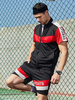 Vêtements de sport pour hommes 2 pièces color block manches courtes col montant noir