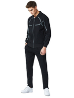 Vêtements de sport pour hommes 2 pièces Color Block Manches longues Jewel Neck Noir